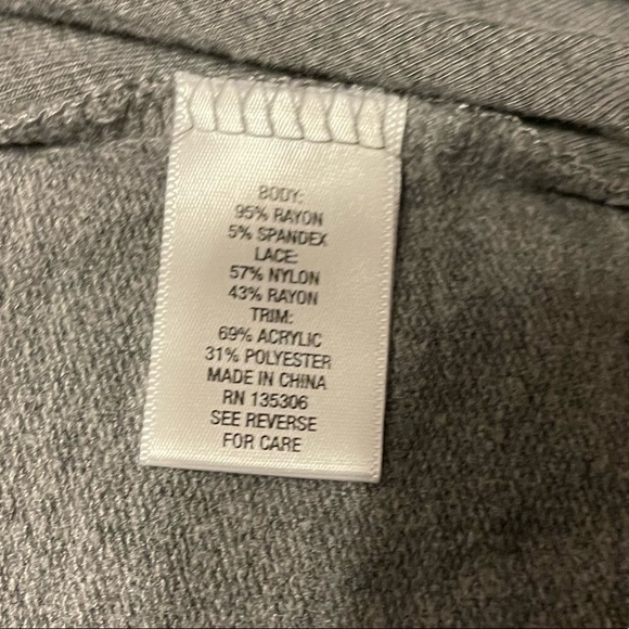 Sunday M grey lace front long sleeves waterfall open cardigan sweater - Picture 5 of 6